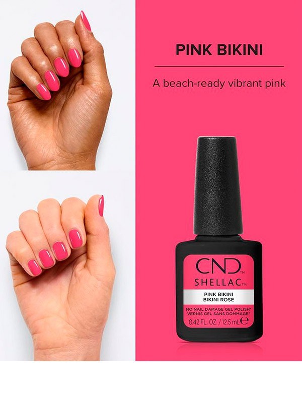 Shellac Pink Bikini CND, vernis semi permanent rose fluo